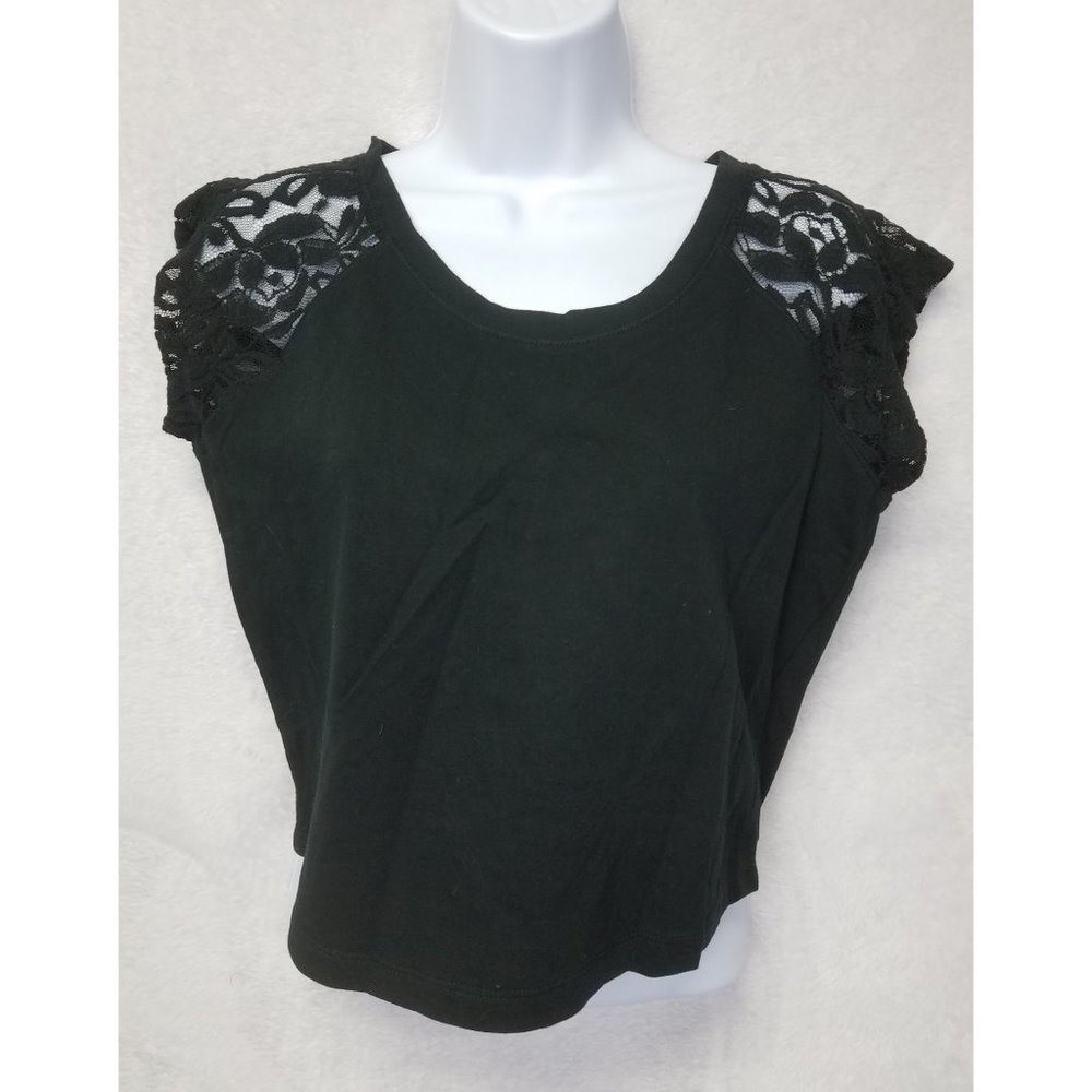 Forever 21 Women's Top Cropped Lace Black Medium